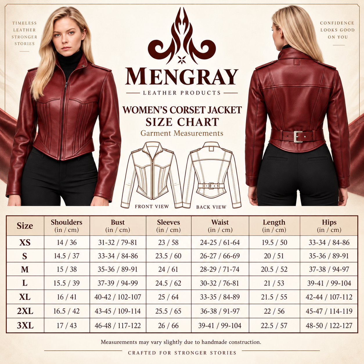 Women’s Burgundy Leather Corset Jacket, Fitted Sheepskin Moto Coat, Gothic Biker Zip Outerwear - Image 7